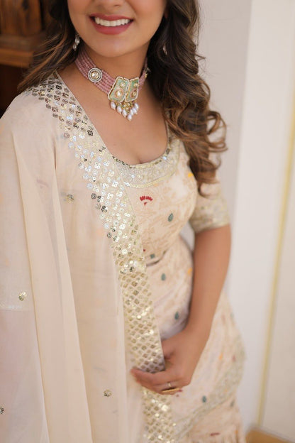 Stunning Offwhite Designer Gharara: Perfect for Every Occasion | Womenoutfitstudio