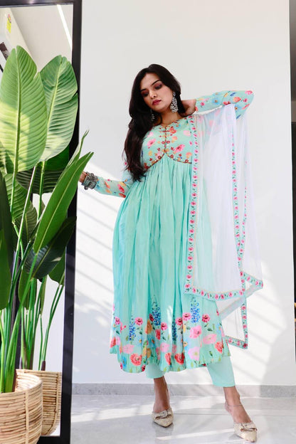 Festive Elegance – Aliya Cut Dress with Dupatta and Pant for Ramzan | Womenoutfitstudio