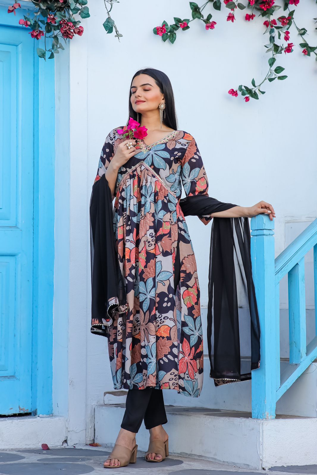 Cotton Print Suit with Nazneen Dupatta & Sequence Work | Womenoutfitstudio