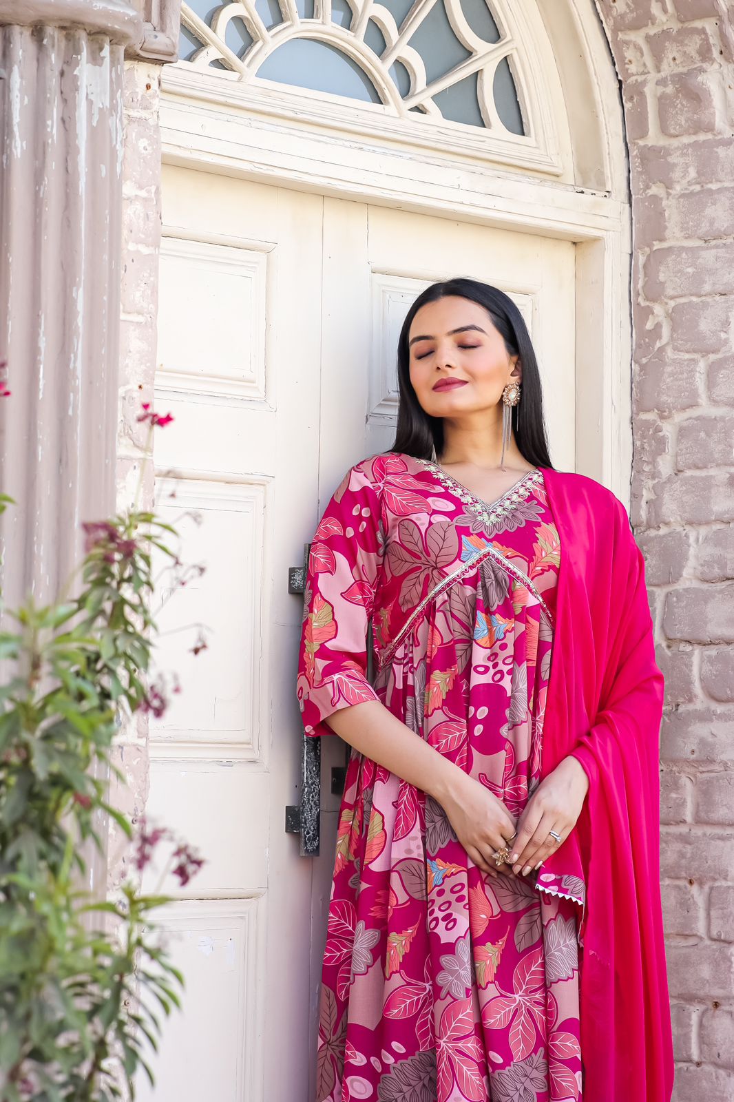 Cotton Print Suit with Nazneen Dupatta & Sequence Work | Womenoutfitstudio