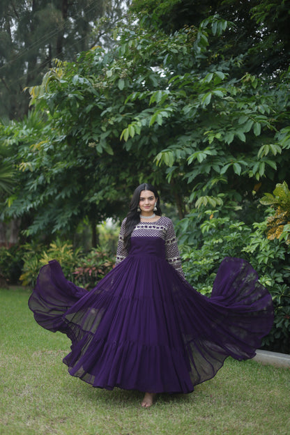 Exquisite Designer Gown with Zari-Thread and Sequins Embroidery | Womenoutfitstudio