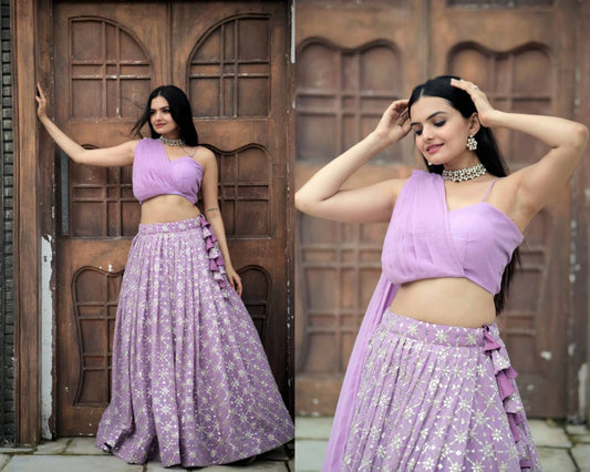 Exquisite Designer Faux Georgette Lehenga Choli Set | Womenoutfitstudio