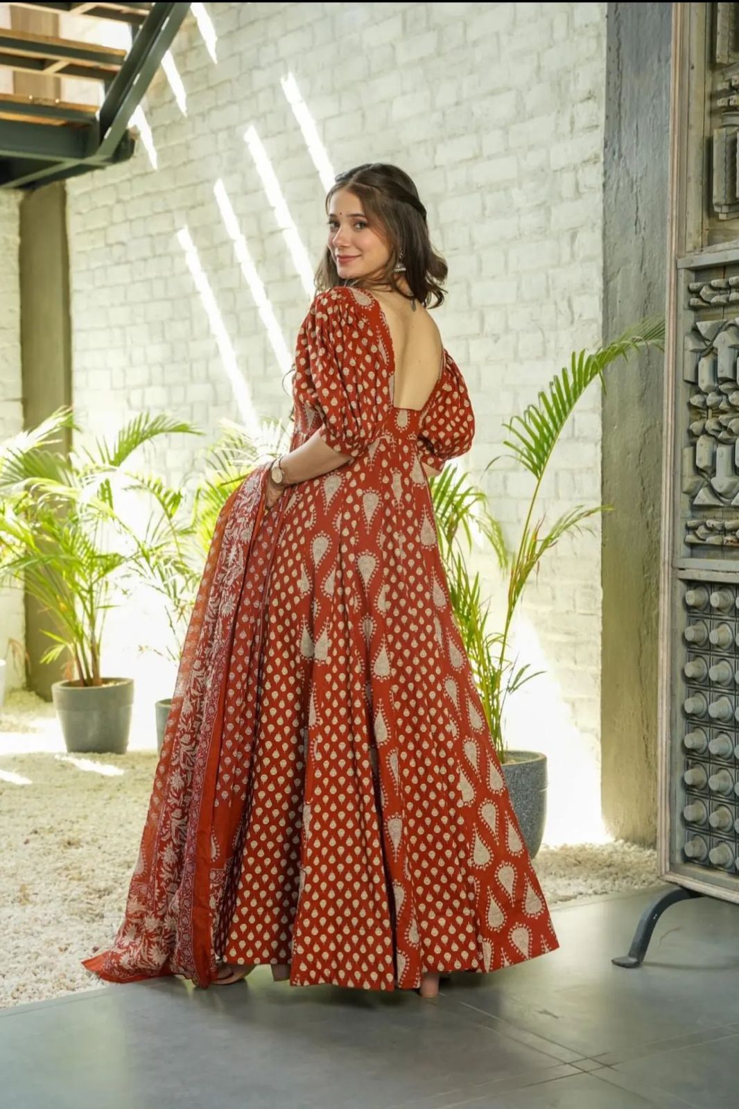 Stunning Heavy Cotton Anarkali Set with Matching Dupatta | Womenoutfitstudio