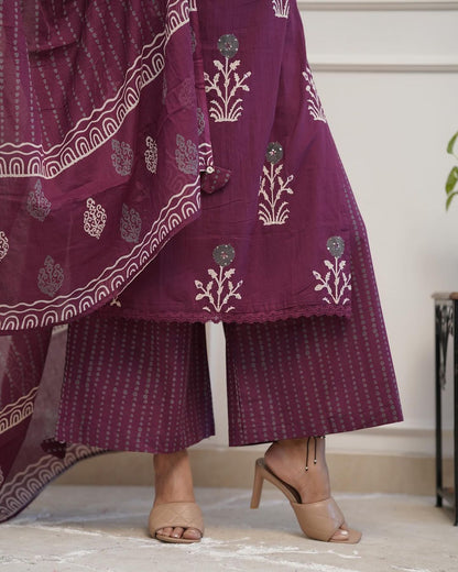 Premium Cotton Bitu Plazo Suit with Exquisite Embroidery | Womenoutfitstudio