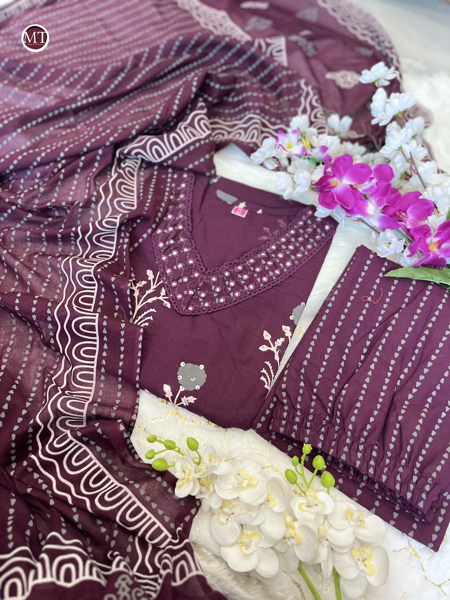 Premium Cotton Bitu Plazo Suit with Exquisite Embroidery | Womenoutfitstudio