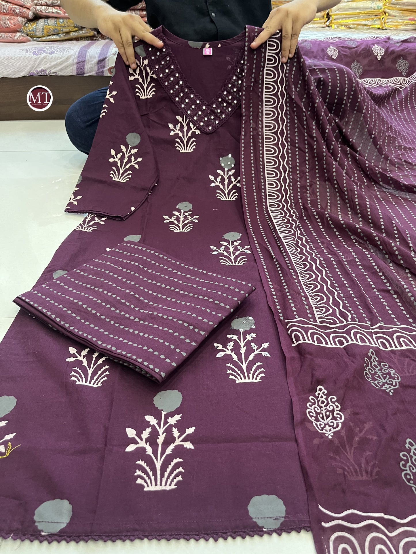 Premium Cotton Bitu Plazo Suit with Exquisite Embroidery | Womenoutfitstudio