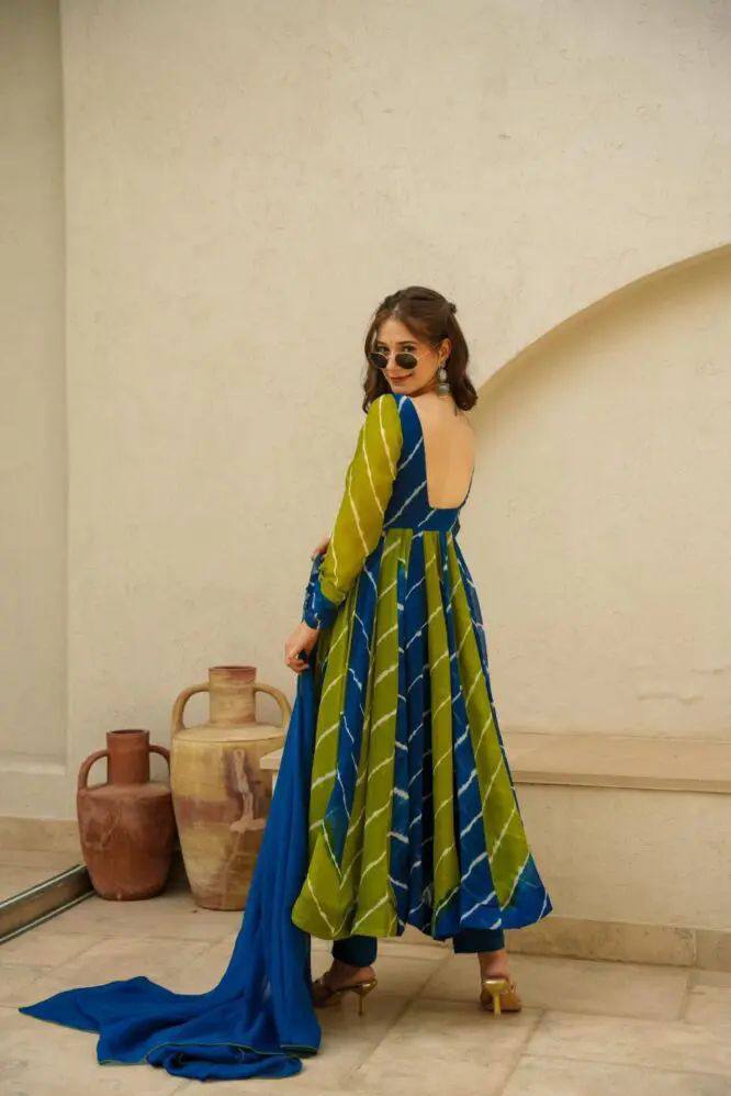 Festival Special: Leheriya Gown with Dupatta and Pant by | Womenoutfitstudio