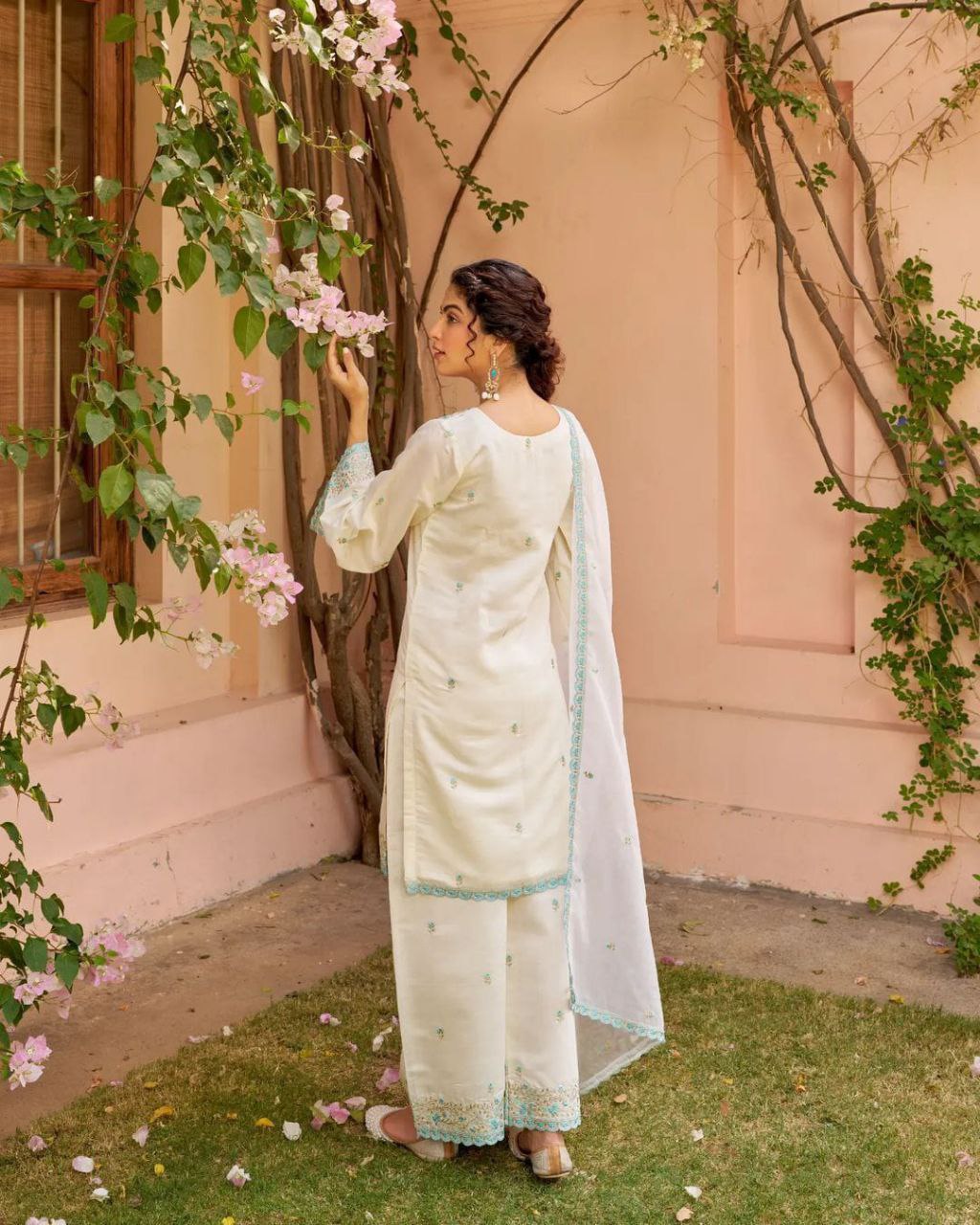 Exquisite Handcrafted Suit Set – Pure Chanderi with Intricate Embroidery | Womenoutfitstudio