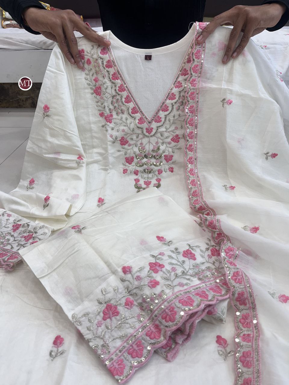 Luxury Embroidered Suit Set – Showroom Quality, Pure Chanderi Fabric | Womenoutfitstudio